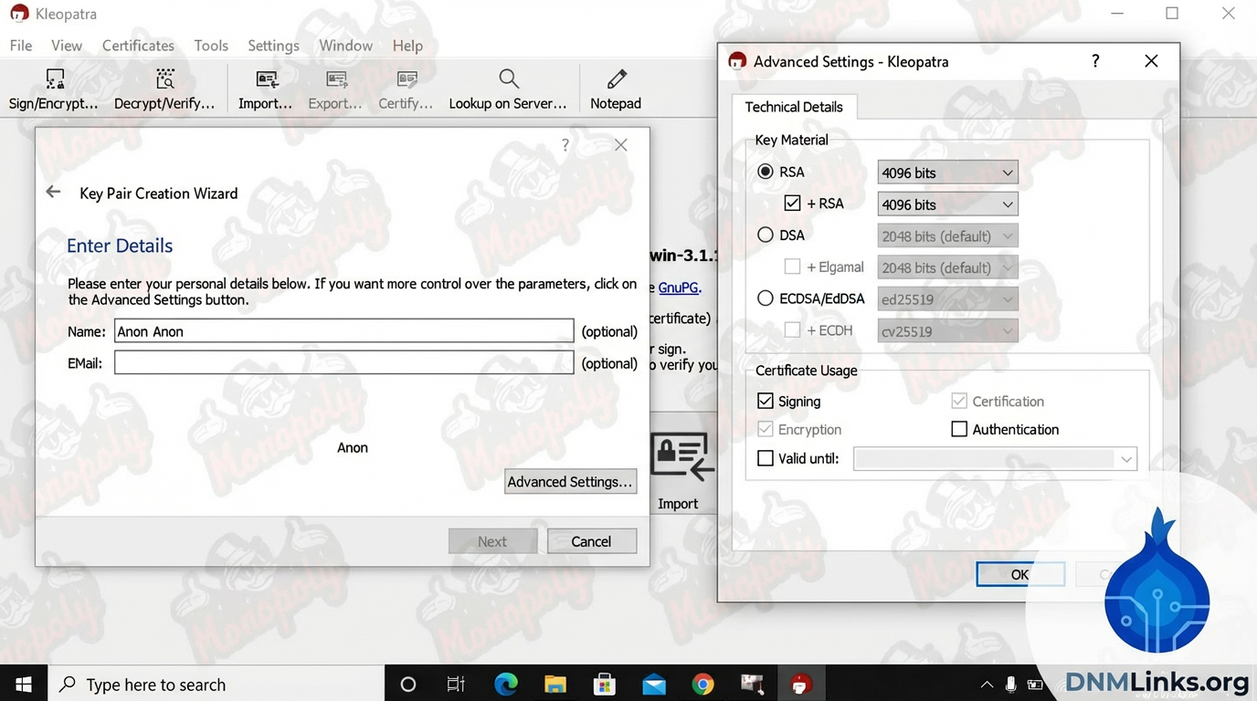 Key Creation Settings