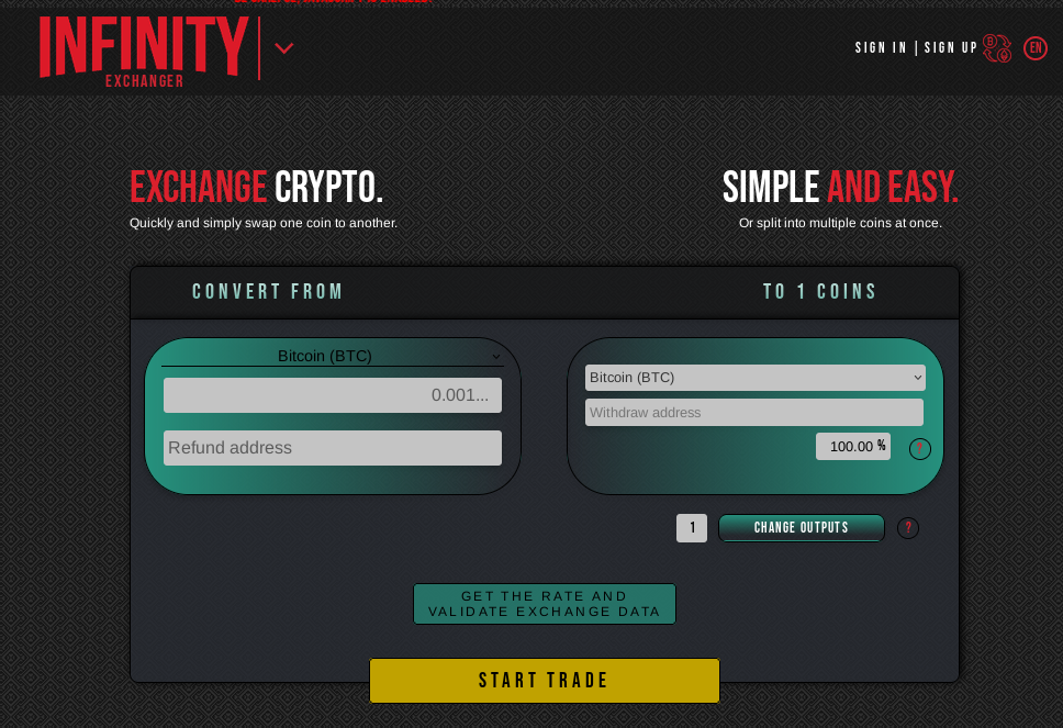 Infinity Exchanger Screenshot